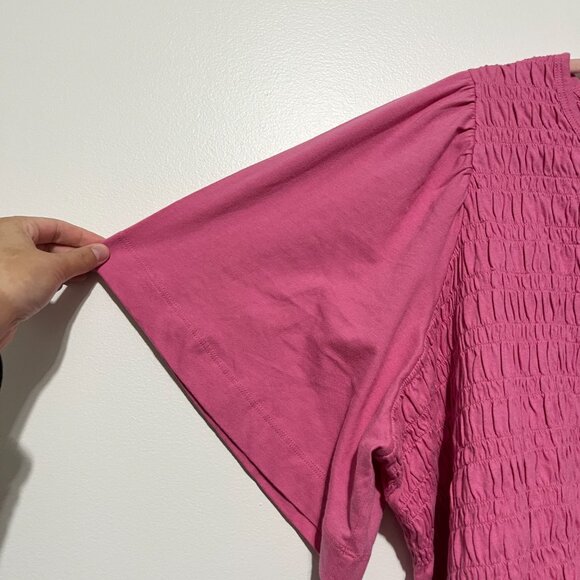 Old Navy Lot 2 Womens Smocked Blouses 3X Pink Navy Flutter Sleeve Romantic - Picture 8 of 11